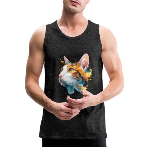 Cat: Feline Ink Burst - Men's Premium Tank