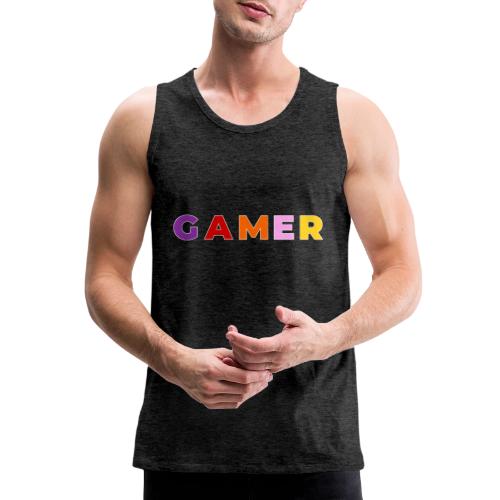 Multicolor GAMER Typography Design - Men's Premium Tank