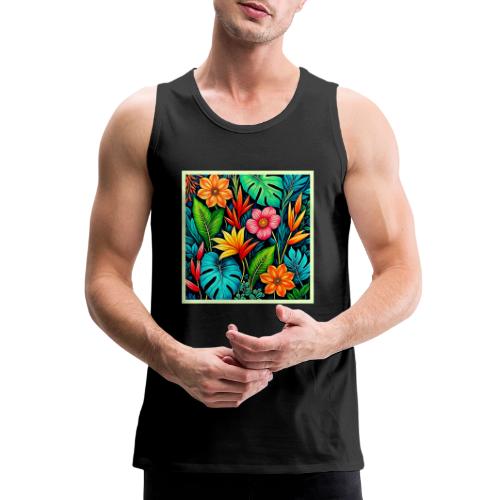 Vibrant Tropical Jungle Bloom Art - Men's Premium Tank