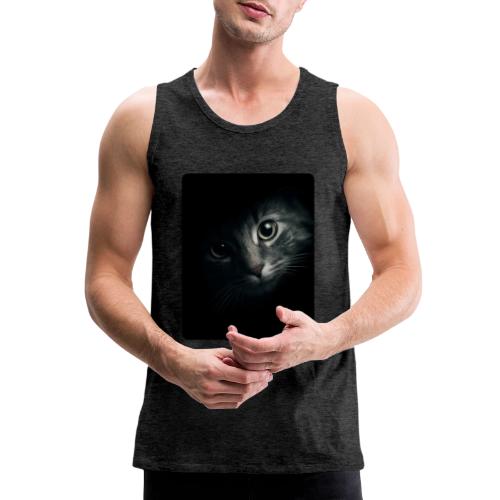 Cat Face in Shadow Close-Up Design - Men's Premium Tank