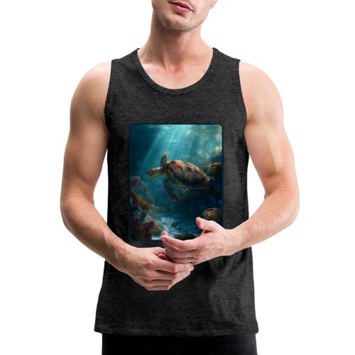 Sea Turtle Coral Reef Design - Men's Premium Tank