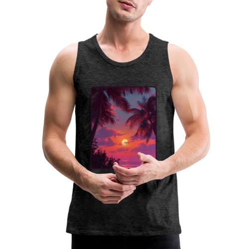 Tropical Sunset Palm Silhouette Design - Men's Premium Tank