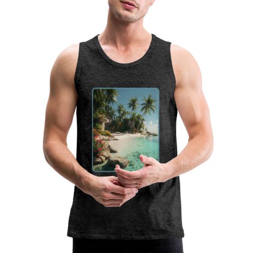 Serene Tropical Beach Floral Design - Men's Premium Tank
