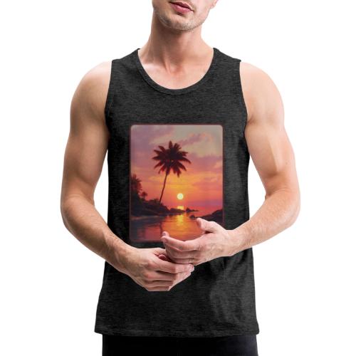 Tropical Beach Sunset Palm Design - Men's Premium Tank