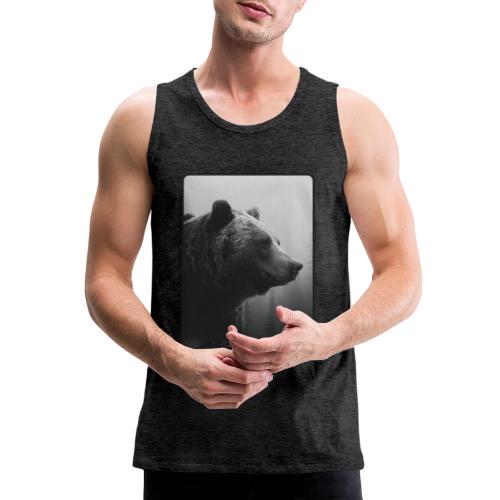Grizzly Bear Black White Portrait Design - Men's Premium Tank