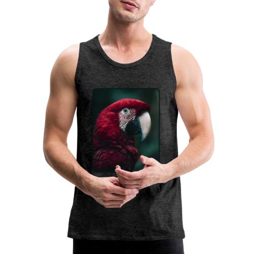 Red Green Macaw Bird Portrait Design - Men's Premium Tank