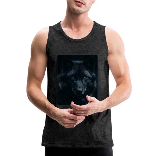 Black Wolf Intense Eyes Portrait Design - Men's Premium Tank