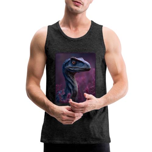 Blue Velociraptor Portrait Design - Men's Premium Tank