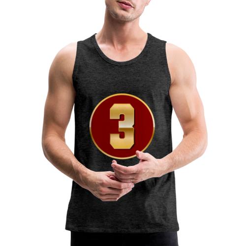 Number 3 in Gold Varsity Font - Men's Premium Tank