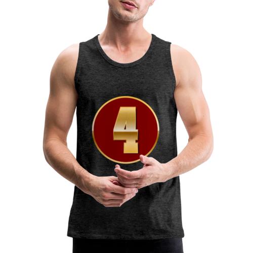 Number 4 in Gold Varsity Font - Men's Premium Tank