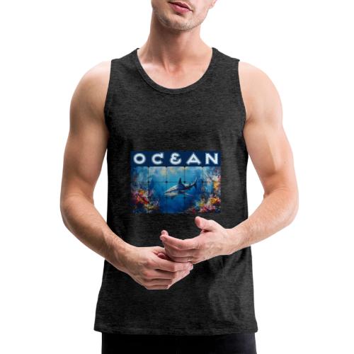 Ocean: Synthwave Shark - Men's Premium Tank