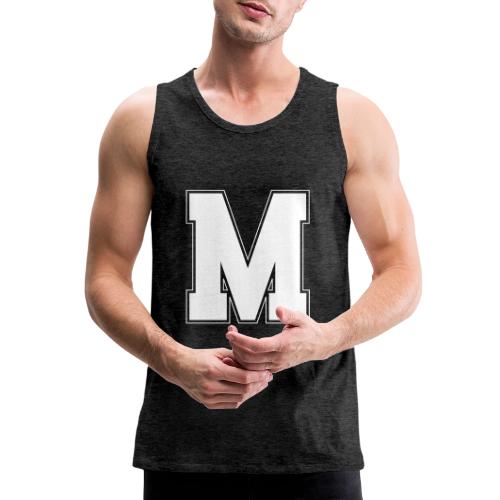White Letter M – Varsity Alphabet Monogram - Men's Premium Tank