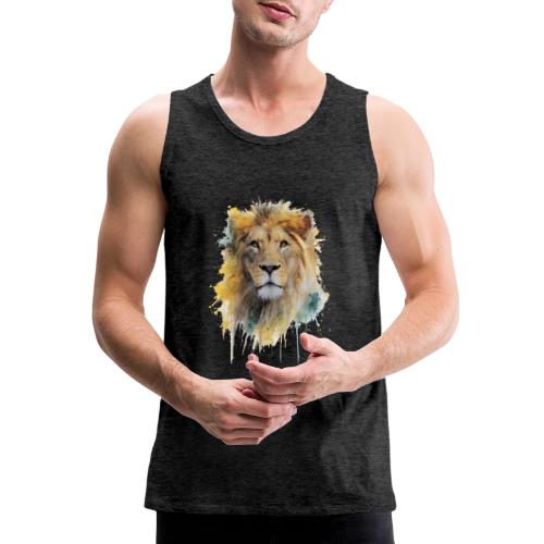 Watercolor Lion Portrait - Men's Premium Tank