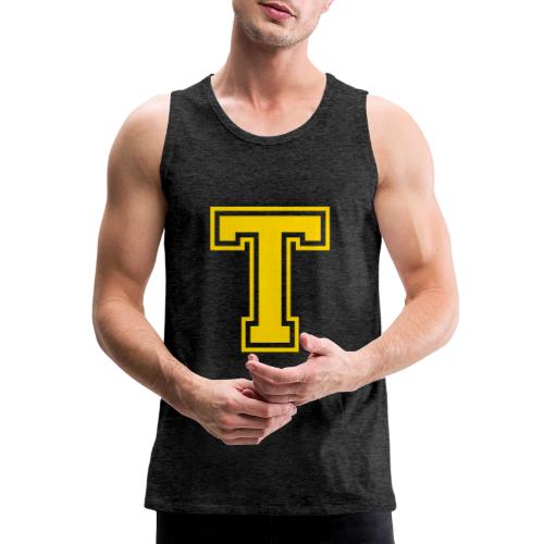 Letter T – Capital Athletic Alphabet Monogram - Men's Premium Tank
