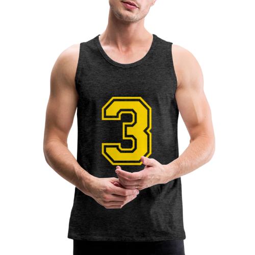 Number 3 in a classic athletic collegiate font - Men's Premium Tank