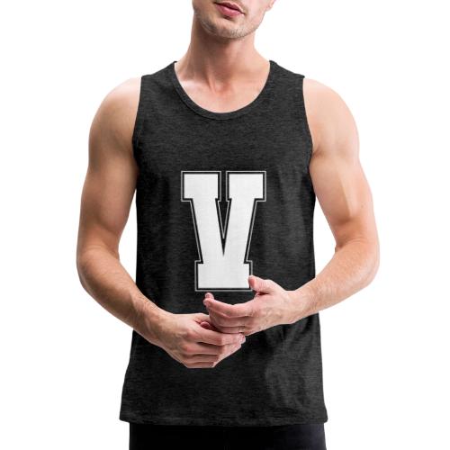 White Letter V – Varsity Alphabet Monogram - Men's Premium Tank