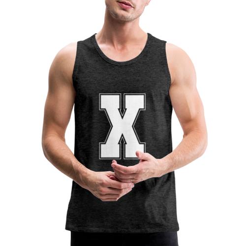 White Letter X – Varsity Alphabet Monogram - Men's Premium Tank