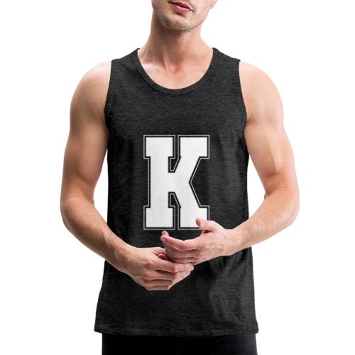 White Letter K – Varsity Alphabet Monogram - Men's Premium Tank