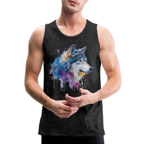 Splash-Art Wolf Head - Men's Premium Tank
