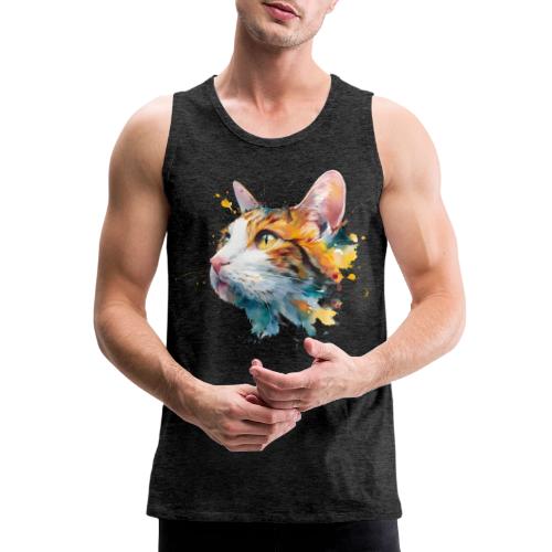 Cat: Feline Ink Burst - Men's Premium Tank