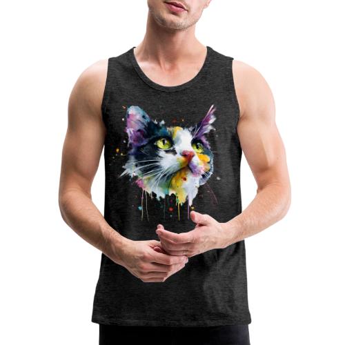 Cat: Painted Purr Expression - Men's Premium Tank