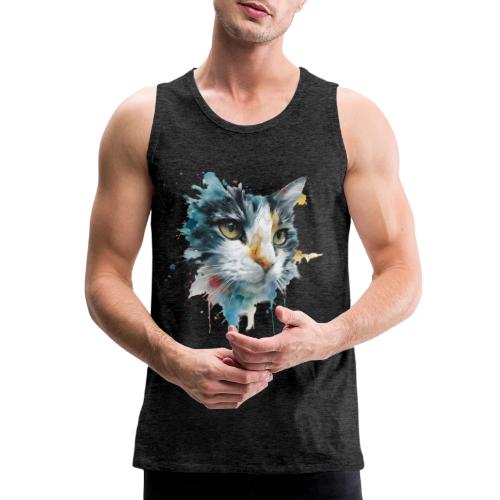 Watercolor cat face - Men's Premium Tank