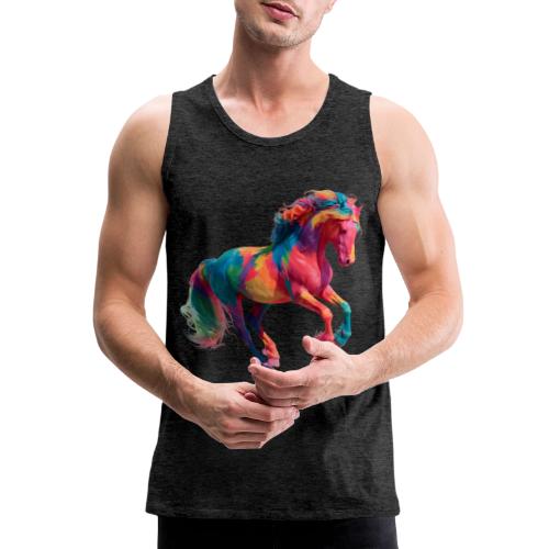 Colorful Paint Splatter Horse Art - Men's Premium Tank