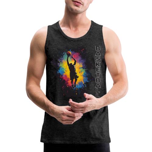 High Energy Basketball Paint Splatter Art - Men's Premium Tank