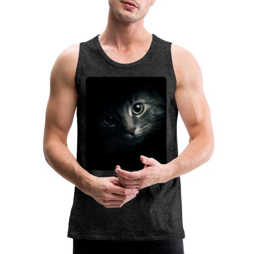 Cat Face in Shadow Close-Up Design - Men's Premium Tank