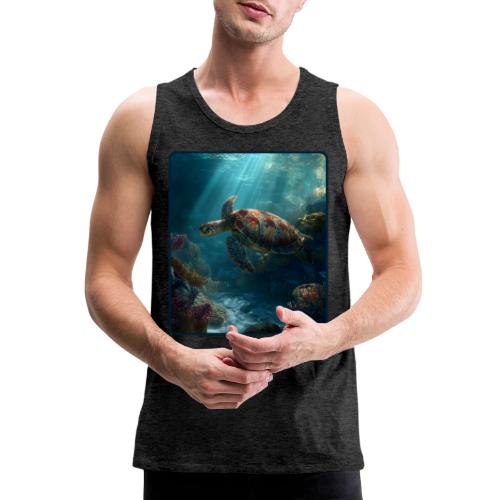 Sea Turtle Coral Reef Design - Men's Premium Tank