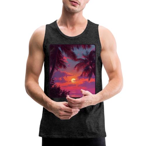 Tropical Sunset Palm Silhouette Design - Men's Premium Tank