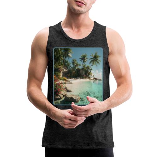 Serene Tropical Beach Floral Design - Men's Premium Tank