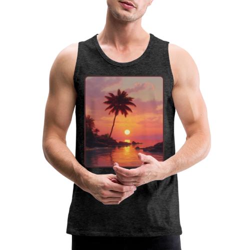 Tropical Beach Sunset Palm Design - Men's Premium Tank