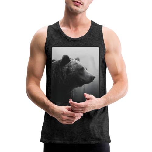 Grizzly Bear Black White Portrait Design - Men's Premium Tank