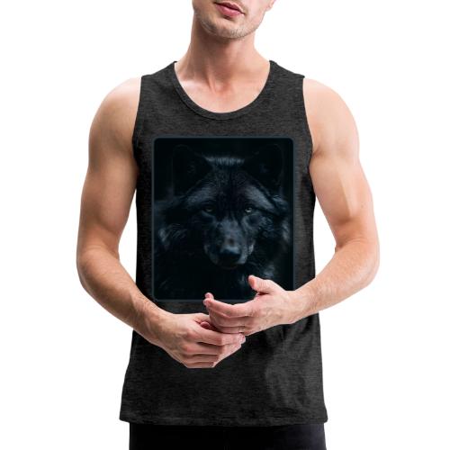 Black Wolf Intense Eyes Portrait Design - Men's Premium Tank