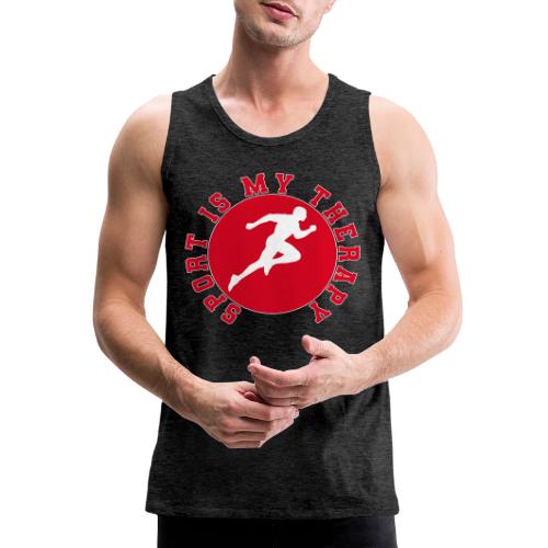 Sport Is My Therapy – Running Motivation Badge - Men's Premium Tank