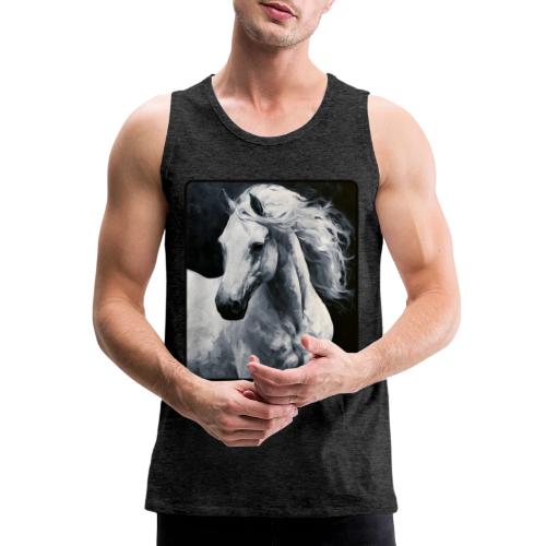 White Horse Oil Painting Design - Men's Premium Tank