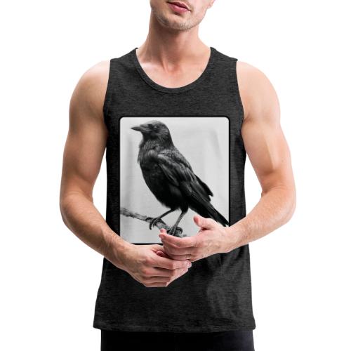 Raven Black and White Art Design - Men's Premium Tank