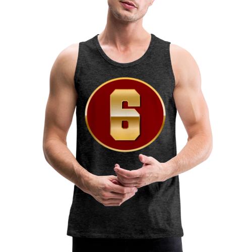 Number 6 in Gold Varsity Font - Men's Premium Tank