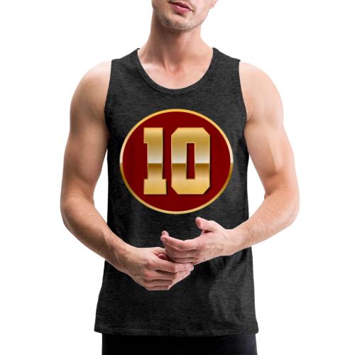 Number 10 in Gold Varsity Font - Men's Premium Tank