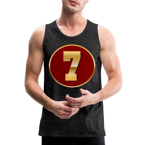 Number 7 in Gold Varsity Font - Men's Premium Tank