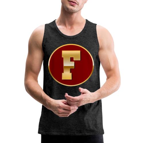 Letter F – Capital Varsity Alphabet Monogram - Men's Premium Tank