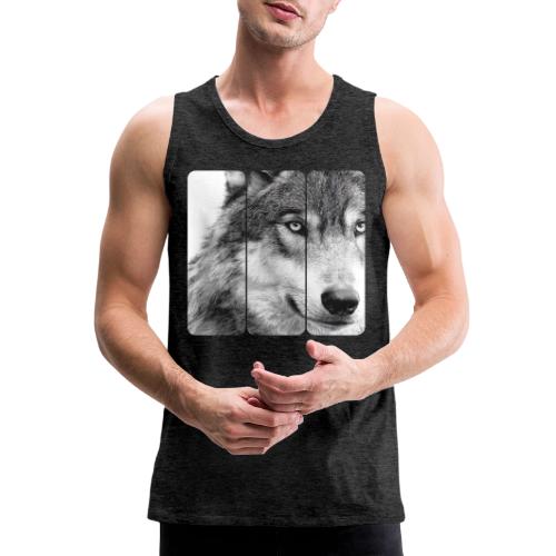 Wolf Face Triptych: Silent Alpha - Men's Premium Tank