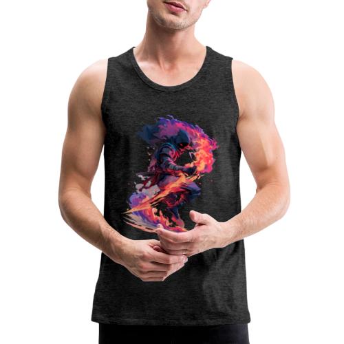 Flaming Ninja Warrior Fantasy Design - Men's Premium Tank