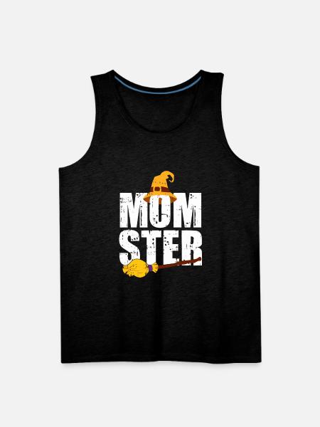 Momster Broom Halloween - Men's Premium Tank - charcoal grey