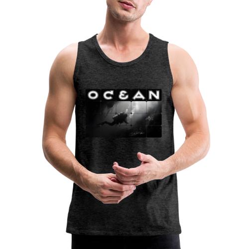 Ocean: Monochrome descent of a scuba diver - Men's Premium Tank