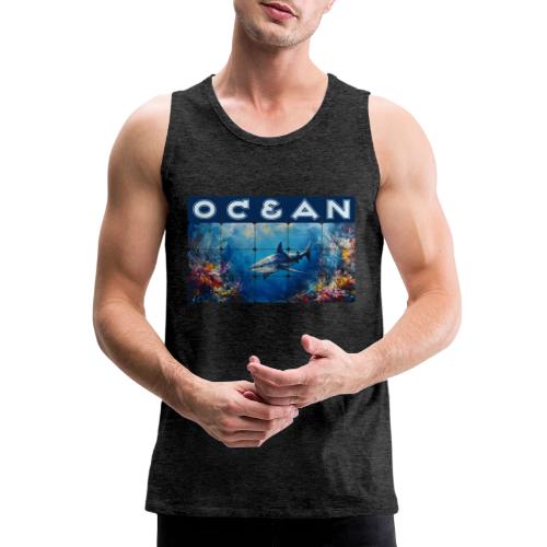 Ocean: Synthwave Shark - Men's Premium Tank