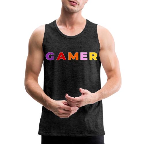 Multicolor GAMER Typography Design - Men's Premium Tank