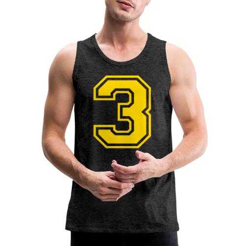 Number 3 in a classic athletic collegiate font - Men's Premium Tank