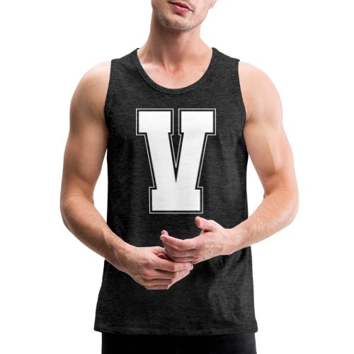 White Letter V – Varsity Alphabet Monogram - Men's Premium Tank